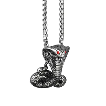 

Trend Cobra Pendant Necklace Titanium Steel Women Men Jewelry Animal Snake Viper Cobra Pendant Short Chain Collar Necklace