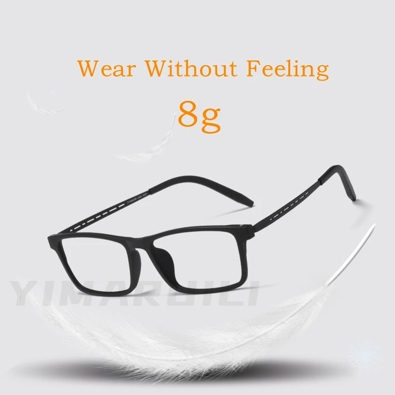 YIMARUILI 8822T Ultra-light High Qualit Flexible Square Pure Titanium Eyeglasses Optical Prescription Myopia Men Glasses Frame