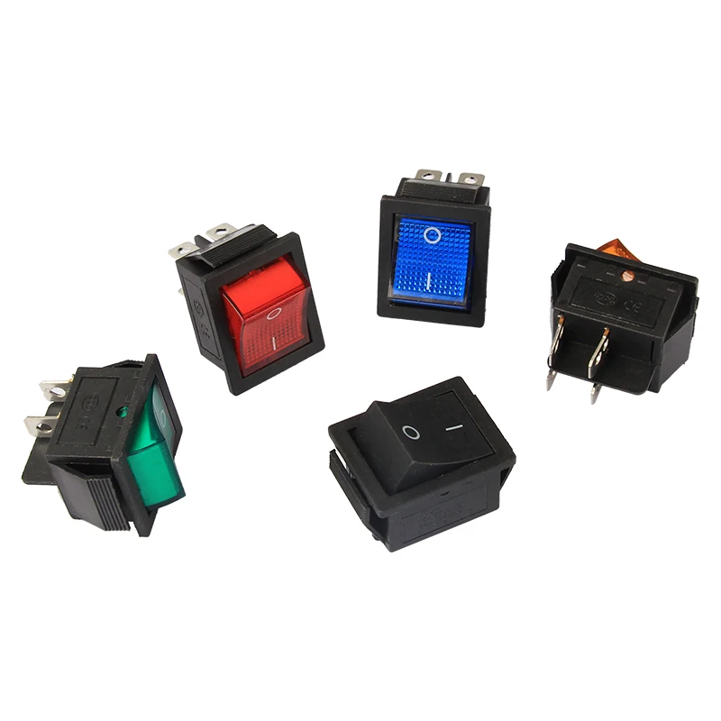 

5PCS 31*25*35mm 4 Pins Latching Rocker Switch Power Switch I/O With Light 16A 250VAC 20A 125VAC