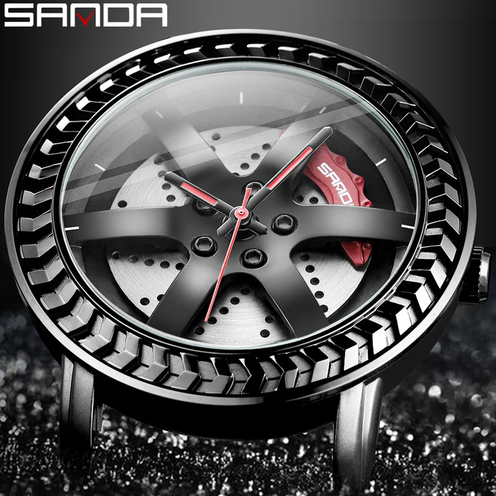 Car Wheel Rim Hub Men Watch Top Brand Sports Male Quartz Sliver Stainless Steel Band Wrist Watches Waterproof Relogio Masculino