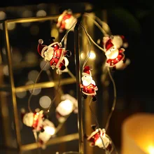 2022 New Year Decorations Led Copper Wire Lamp 2m20 Christmas Decorative Color Lamp Santa Claus Snowman Tree Home Decoration