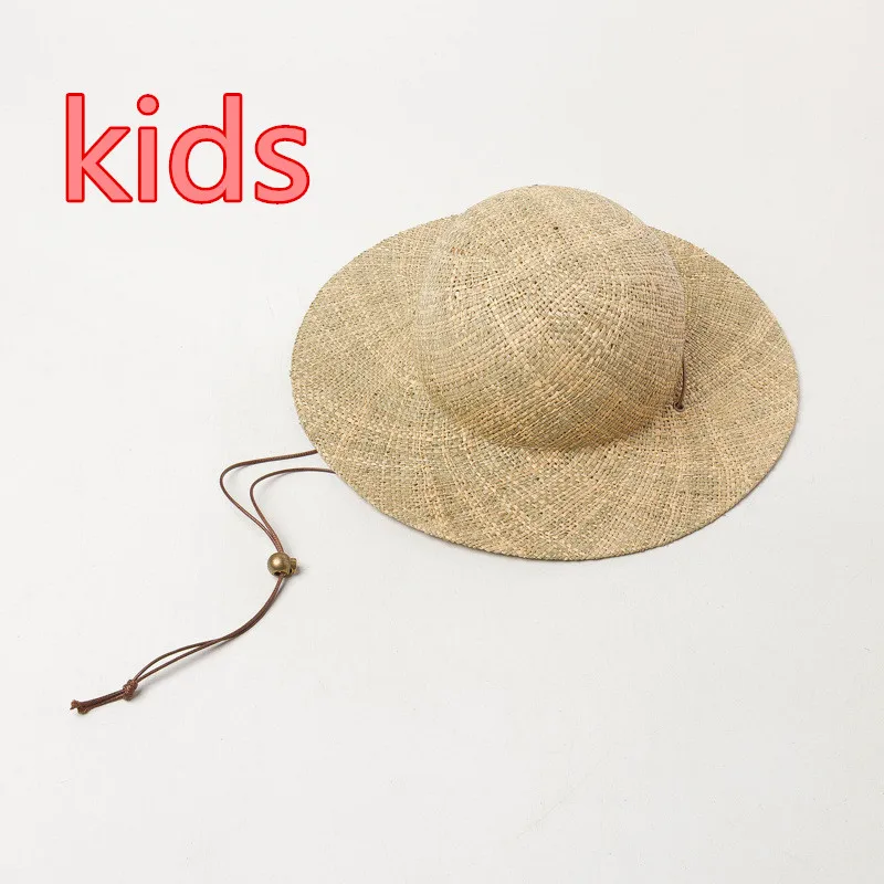 

202006-HH6027 handmade natural grass holiday kids sun cap children leisure hat