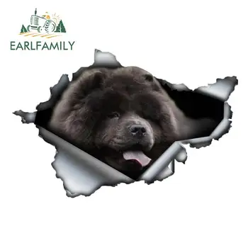 

EARLFAMILY 13cm x 8.5cm Chow Chow Car Sticker Torn Metal Decal Reflective Stickers JDM Pet Dog Decals Car Decoration