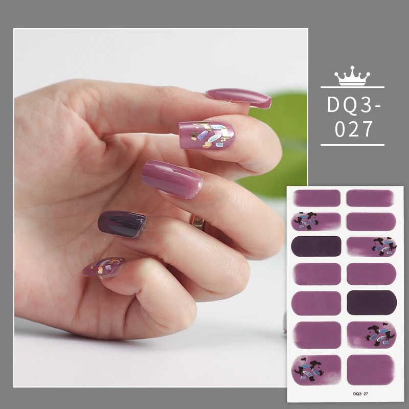 Purple And Black Posts/1 Sheet Solid Colors And Creative Nail Art Full  Beauty Nail Designs Nail Sticker Popular Full Cover Nail - AliExpress