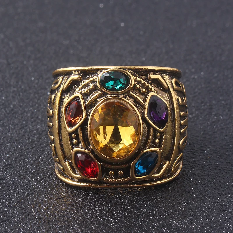 

The Avengers 4 Ring Thanos Infinite Energy Superhero Power Crystal Metal Rings For Women Men Cosplay Jewelry Gift