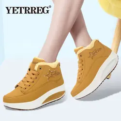 YETRREG/Новые модные зимние женские ботинки; женские Теплые ботильоны на платформе; удобные плюшевые женские ботинки; zapatos de Mujer
