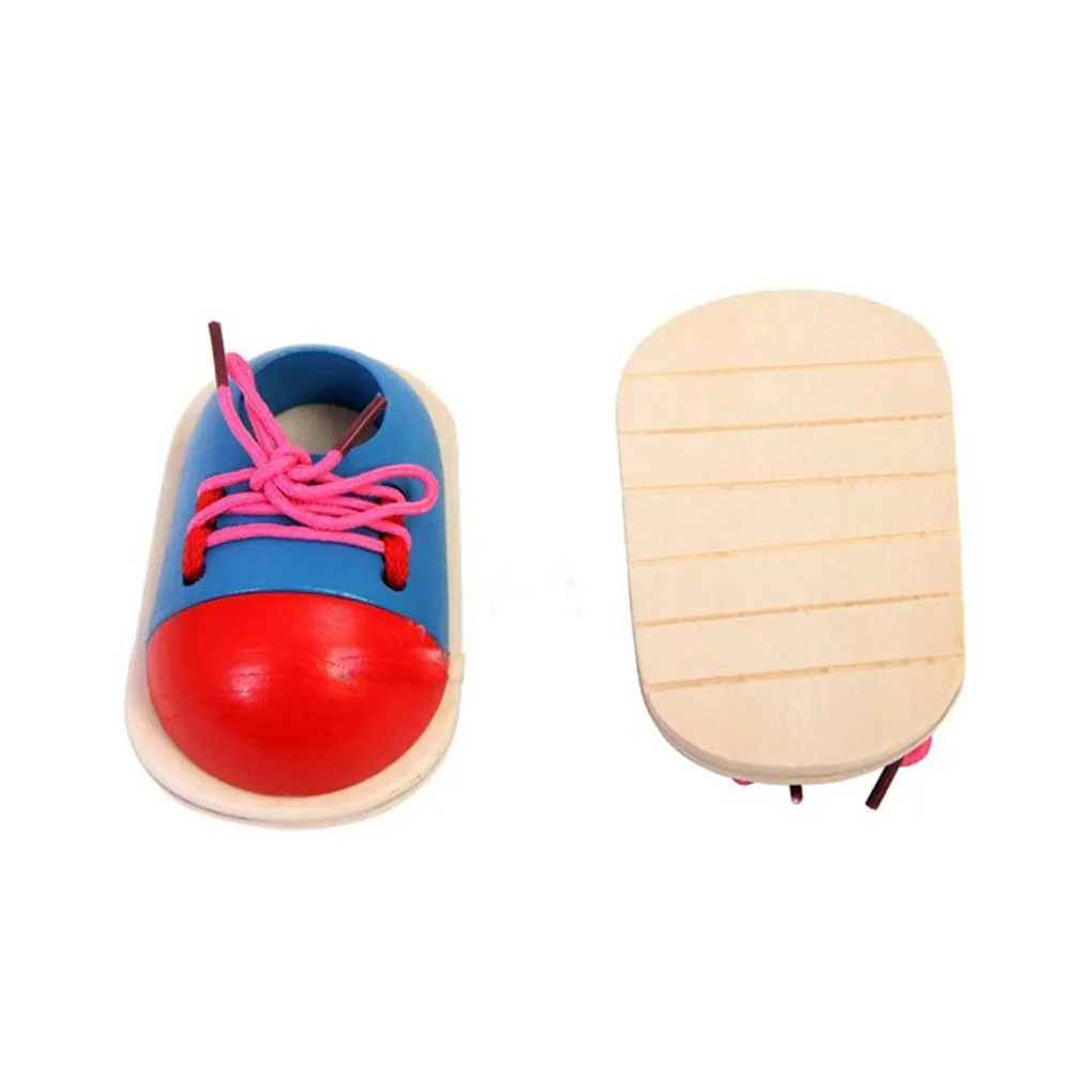  Kids Learning Educational Toys Children Wooden Toy Toddler Lacing Shoes Early Education Teaching Ai - 4000561148269