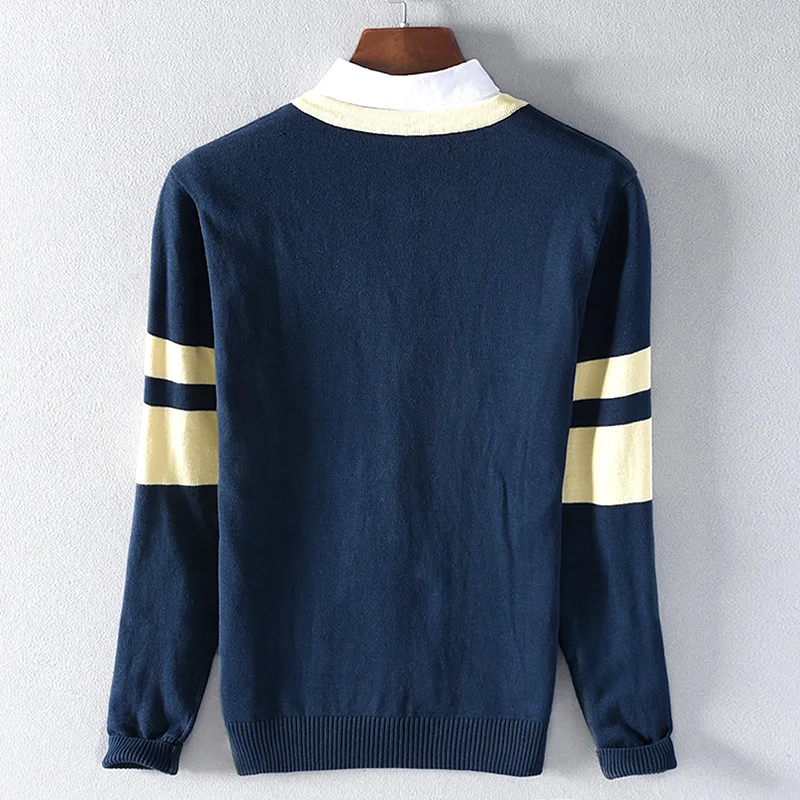 Pull Homme Модный корейский стиль Тонкий свитер для мужчин высокого качества из чистого хлопка с вышивкой животных Мужской трикотажный кардиган рубашка