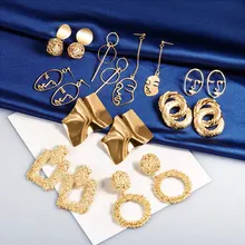 X&P Hot Geometric Earrings Metal Drop Earrings For Women Vintage Statement Gold Big Hanging Dangle Earring Brincos Jewelry