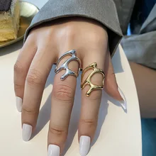 

Trend Elegant Irregular Hollow Silver Color Ring For Women Fine Geometric Shape Adjustable Rings High Quality Party Jewelry