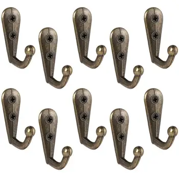 

10pcs Heavy Duty Wall Mounted Hanger Door Hooks Antique Closet Hooks For Towel Clothes Coat Hanging Storage