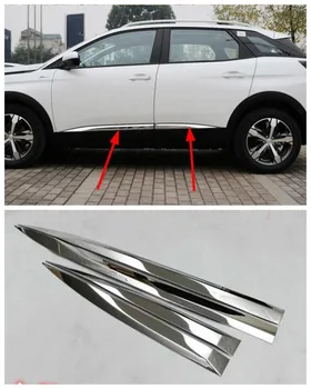 

Car styling For 2016 2017 2018 Peugeot 3008/4008 car detector stainless steel Side Door Body trim sticks Strips Molding 4pcs