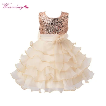 

Sequined Floral Birthday Wedding Party Layered Tutu Dress Summer Baby Girls Clothes robe ceremonie fille