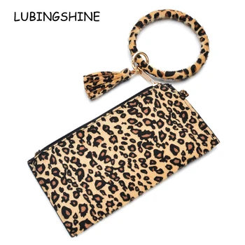 

Keychain Bracelet Wristlet Bangle Key Holder Large Round Keyring Leather Tassel for Women Girls with Wallet