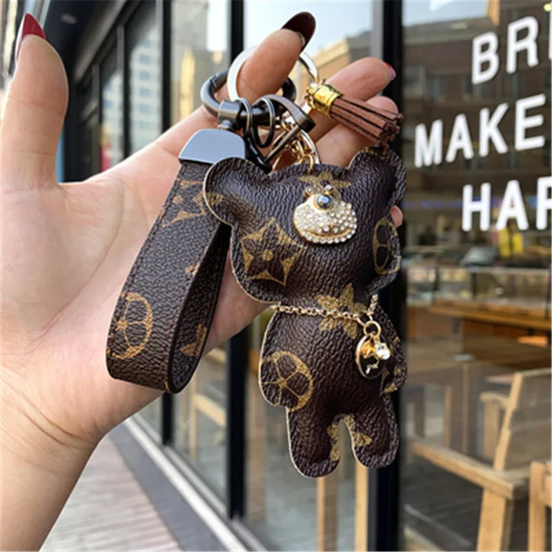 

1pc Teddy Bear Animal Leather Toy Soft Cartoon Keychain pendant Brown Figure Doll Child Kids Gift Toys Birthday Gift