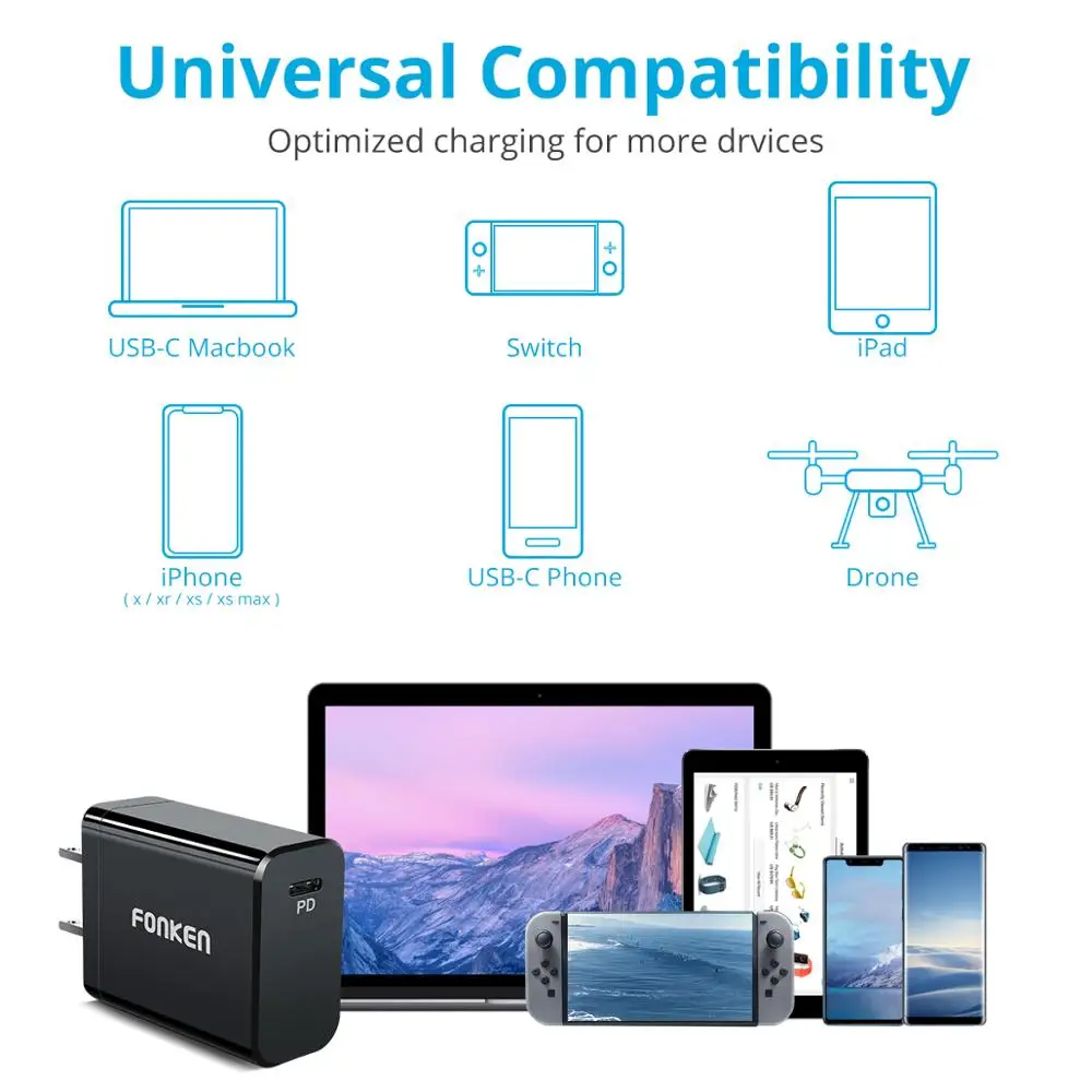 FONKEN USB C PD зарядное устройство 30 Вт Тип адаптер питания быстрая зарядка 4 0 Быстрая