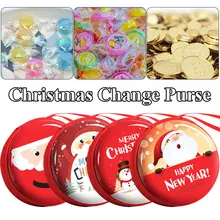 

Round Christmas Tinplate Coin Purse Cartoon Cute Simple All-match Children Kids Change Coin Purse Creative Christmas Storage Bag