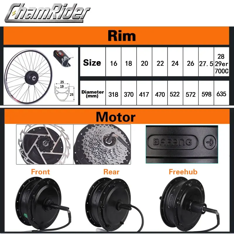 US $200.00 BAFANG 8fun Electric Bike Conversion kit 48V 500W Electric Bicycle Kit 36V 350W SWX02 Hub Motor RM G020350 500D DC Waterproof