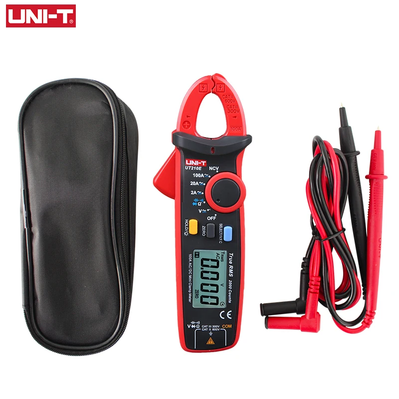 UNI T Мини Клещи UT210E Digital True RMS AC/DC тестер напряжения тока VFC емкость Бесконтактный