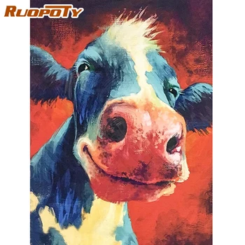 

RUOPOTY Frame Picture cow animals Diy Painting By Numbers Coloring By Numbers Acrylic Canvas Painting Handpainted Drawing Art