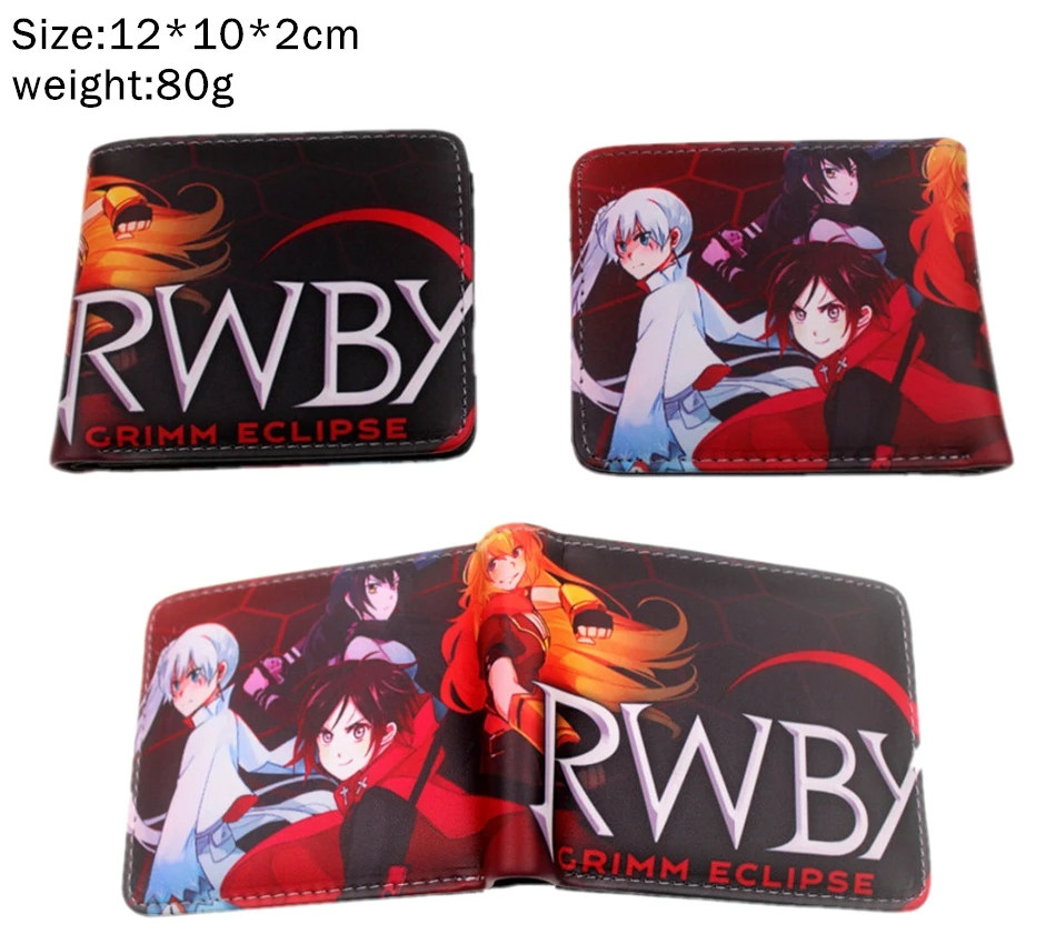 Аниме RWBY Рубиновая Роза pu кошелек Мальчики Девочки монета карман короткий двойной держатель для карт слой кошелек Студенческая Кожа Косплей кошелек