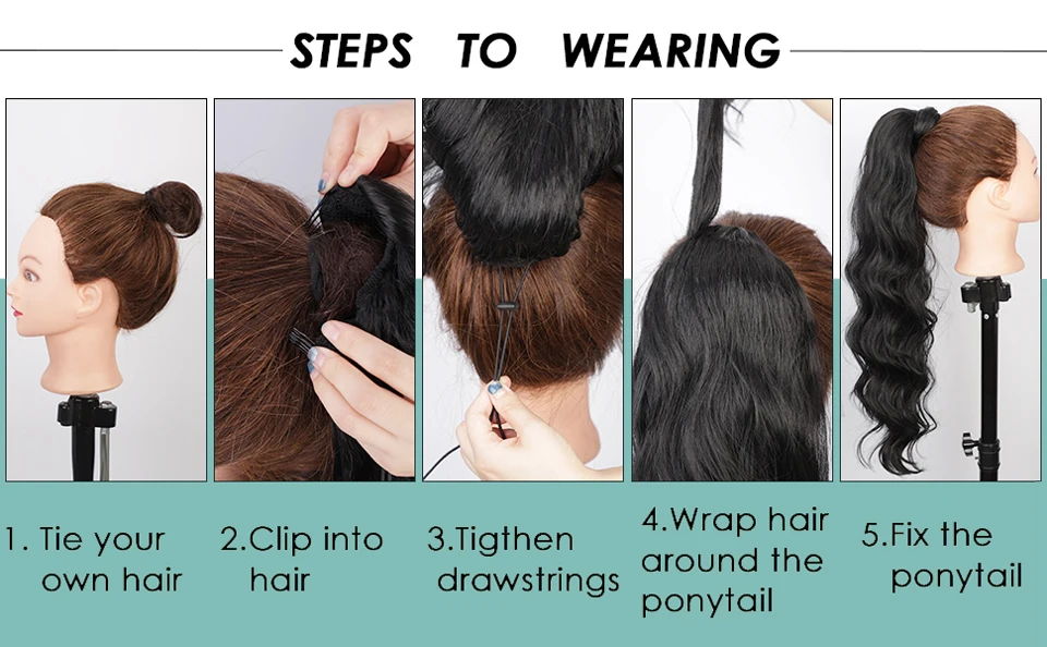 MONIXI Synthetic Long Wavy Ponytail Hair Synthetic Drawstring Ponytail Clip in Hairpiece Black Wave Ponytail for Black Women MONIXI Synthetic Long Wavy Ponytail Hair Synthetic Drawstring Ponytail Clip in Hairpiece Black Wave Ponytail for Black Women