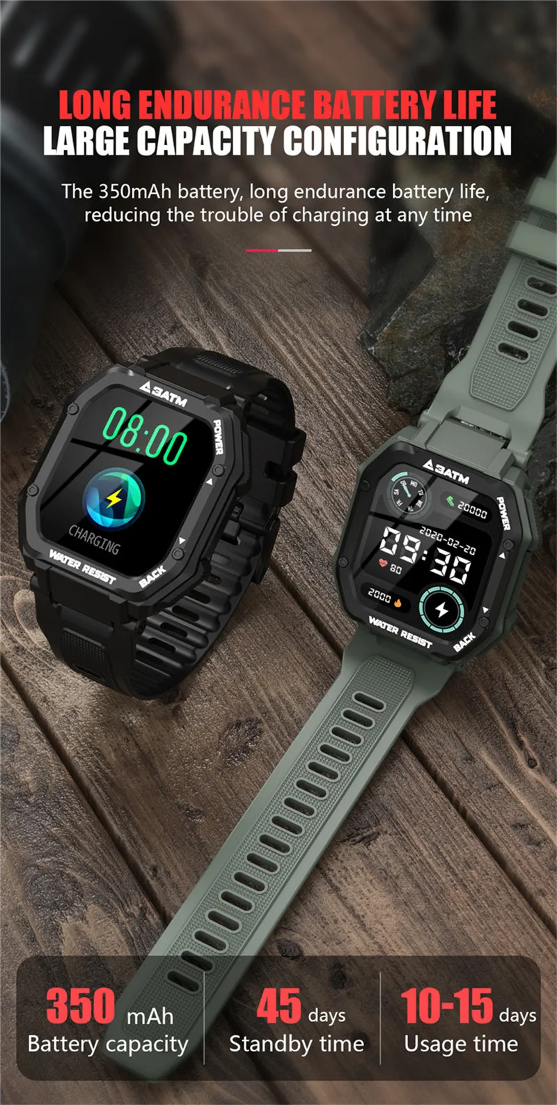 bateria esporte smartwatch rastreador de fitness para android ios