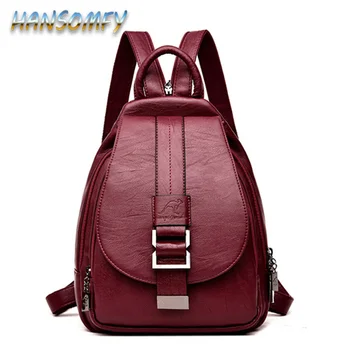 

HANSOMFY 2019 ladies leather backpack retro shoulder bag spring ladies backpack ladies travel backpack student bag girls LD-23