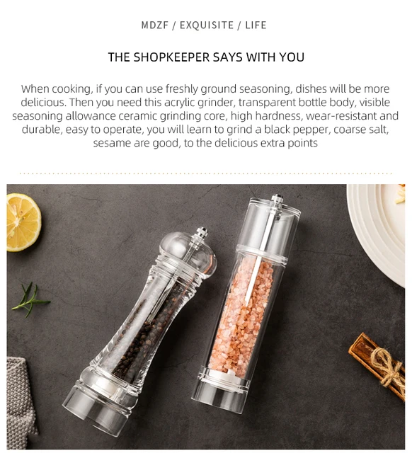 Pepper Grinder Aluminum Center Shaft Transparent Spice Masher Thickness Adjustable  Pepper Mill Detachable Lapping Salt Shaker - AliExpress