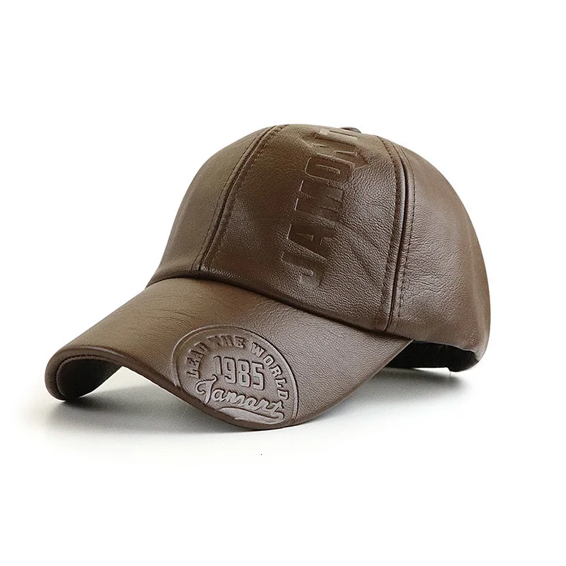 Men's winter Europe and America PU leather baseball cap autumn and winter middle-aged fleece-lined warm casual baseball cap 9553