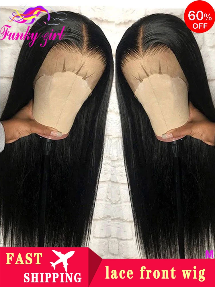 Péruvienne Droite 13x6 Avant de Lacet Perruques de Cheveux Humains Pré Plumées Avec Bébé Cheveux Remy Cheveux Dentelle Frontale Perruque Pour Les Femmes 150% Densité