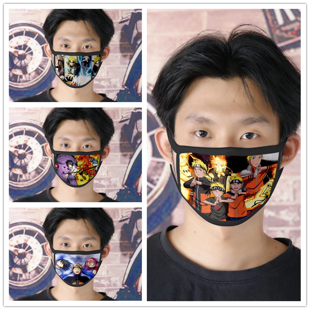 

Anime Uzumaki Naruto Uchiha Itachi Sharingan Cotton Mask Dustproof Cosplay Mask for Adults Children Street Sports Half Face Mask