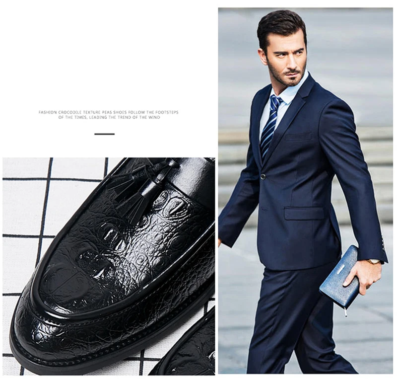 Merkmak/Классические Мужские модельные туфли с узором «крокодиловая кожа»; коллекция года; сезон осень; обувь для костюма с бахромой; деловая официальная обувь; Мужская обувь; большие размеры