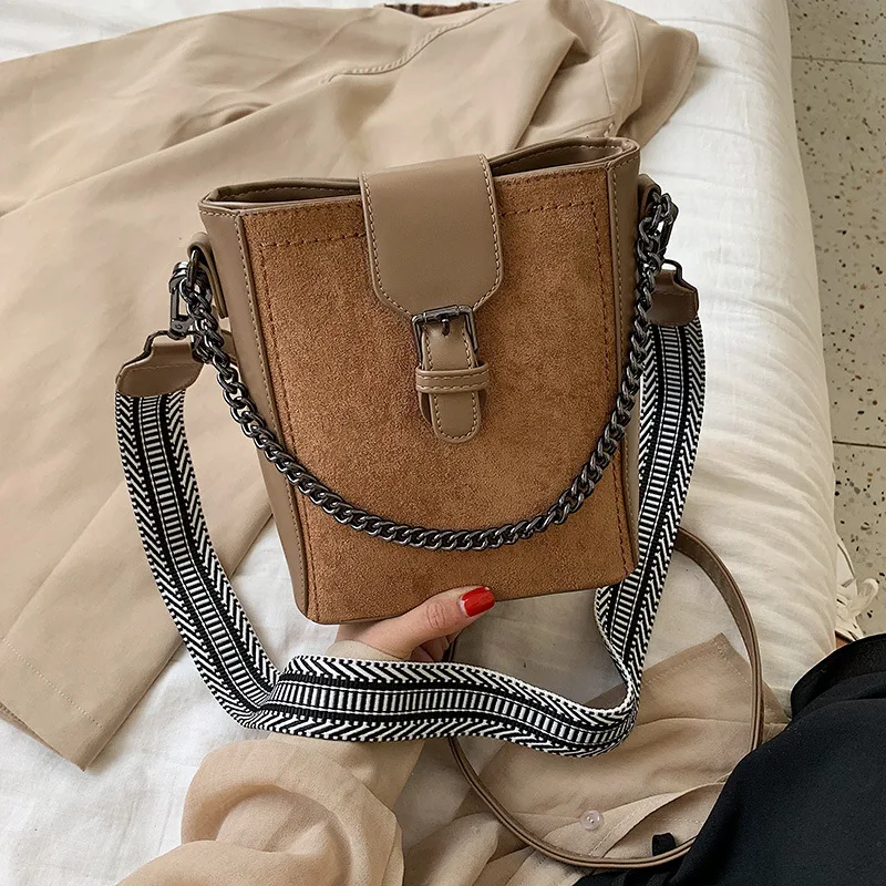 Женская Замшевая сумка женская Новая модная брендовая сумка-мешок через плечо из нубука повседневная женская сумка через плечо