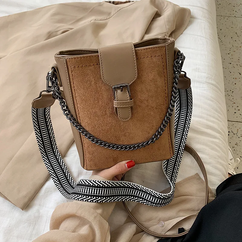 

Suede Women Handbag Female 2019 New Fashion Brand Scrub Nubuck Leather Bucket Crossbody Bag Casual Lady Shoulder Messenger Bag