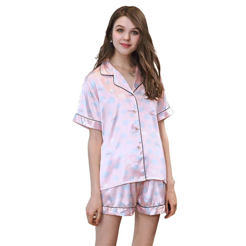

Fiklyc New Silk Women's Summer Short-Sleeved Shorts Two-Piece Home Service Sexy And Comfortable