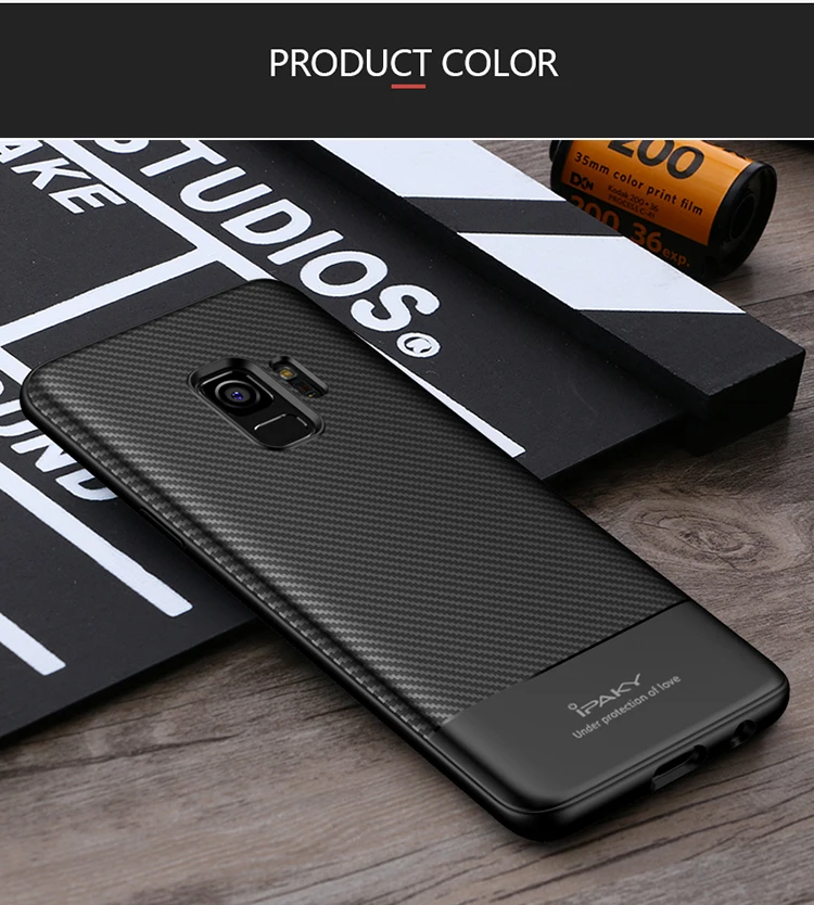 IPAKY TPU Phone cases For Samsung Galaxy s9 Case Luxury Carbon Fiber Soft Silicon Back Cover For Samsung s9plus Case