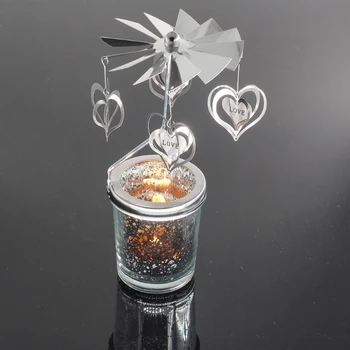 

Rotary Spinning Tealight Candle Metal Tea Light Holder Carousel Home Decoration