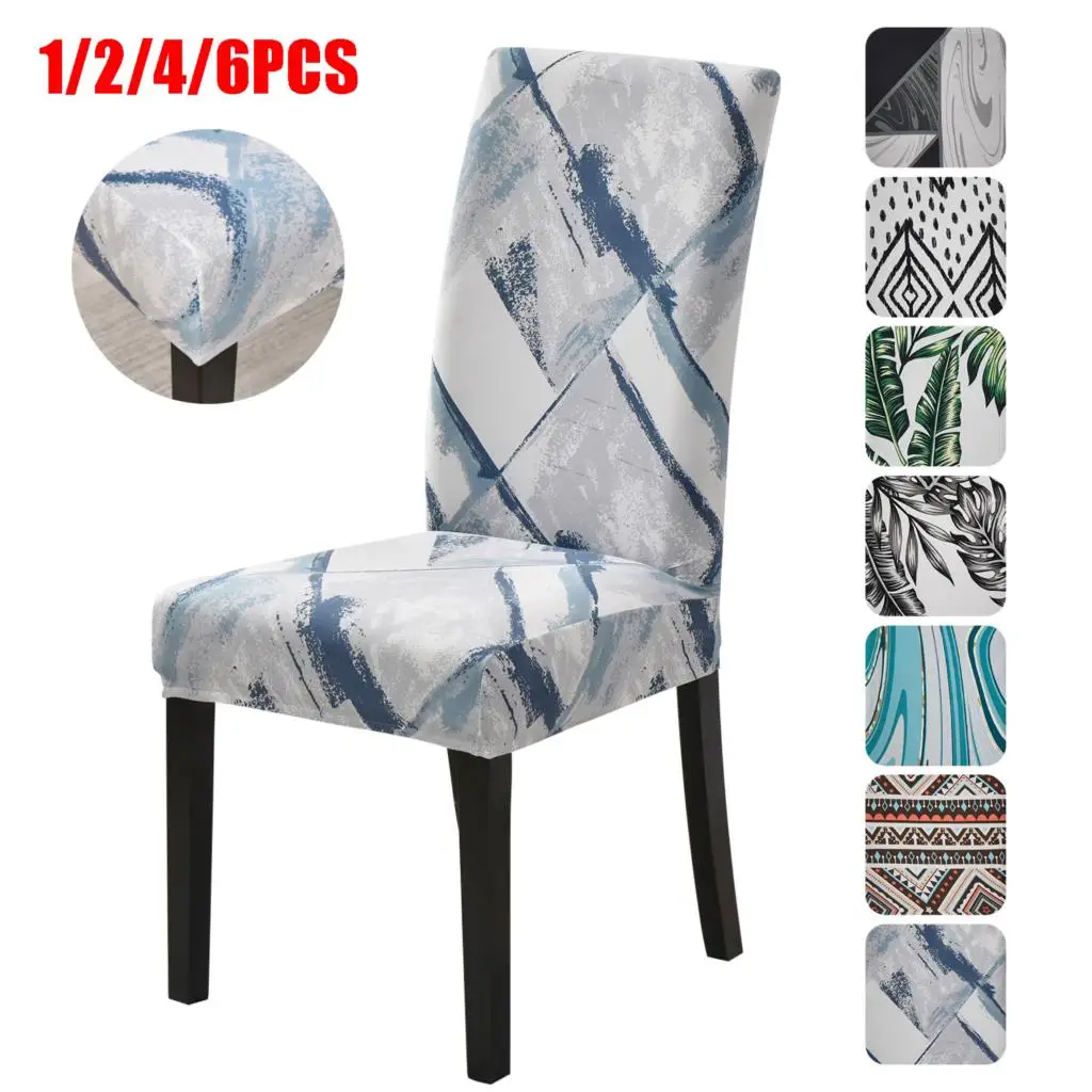 

1/2/4/6pcs Printed Stretch Chair Cover Big Elastic Seat Chair Covers Office Chair Slipcovers Restaurant Banquet Hotel Home Decor