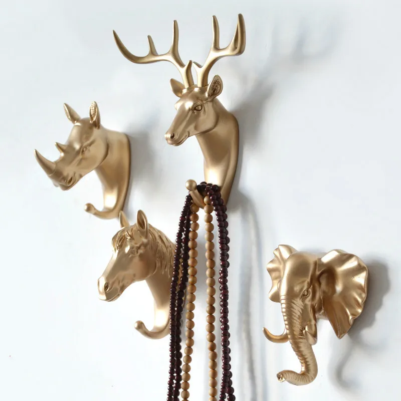 

Deer Head wall hook Animal Non-marking Self Adhesive Clothing Coat Cap Display Racks Home Decoration Wall Storage key hanger