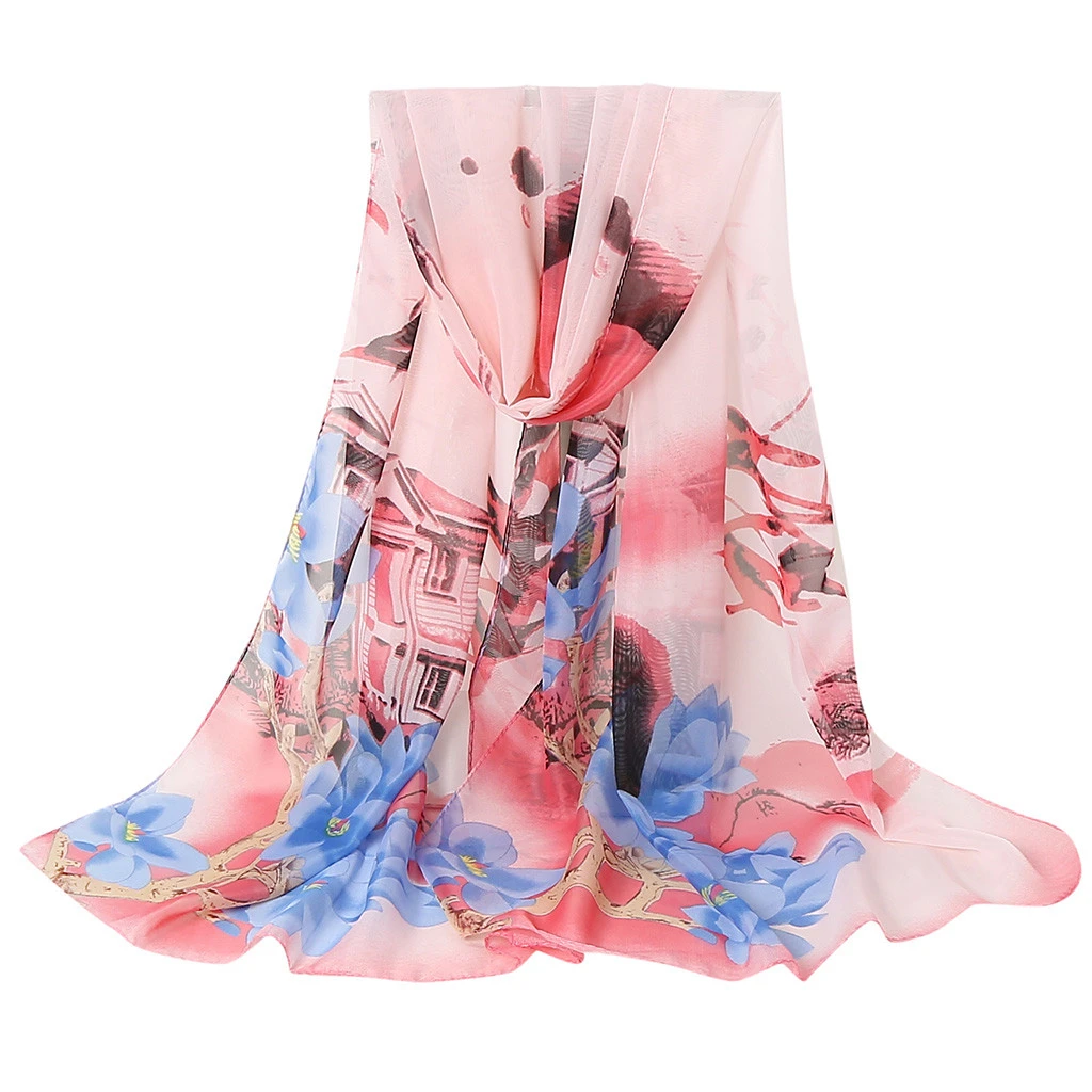 2019 Scarves For Women Hot Sale Print Flower Scarves Wrap Sunscreen Beach Long Hijab Four Seasons Available Cape Female 919