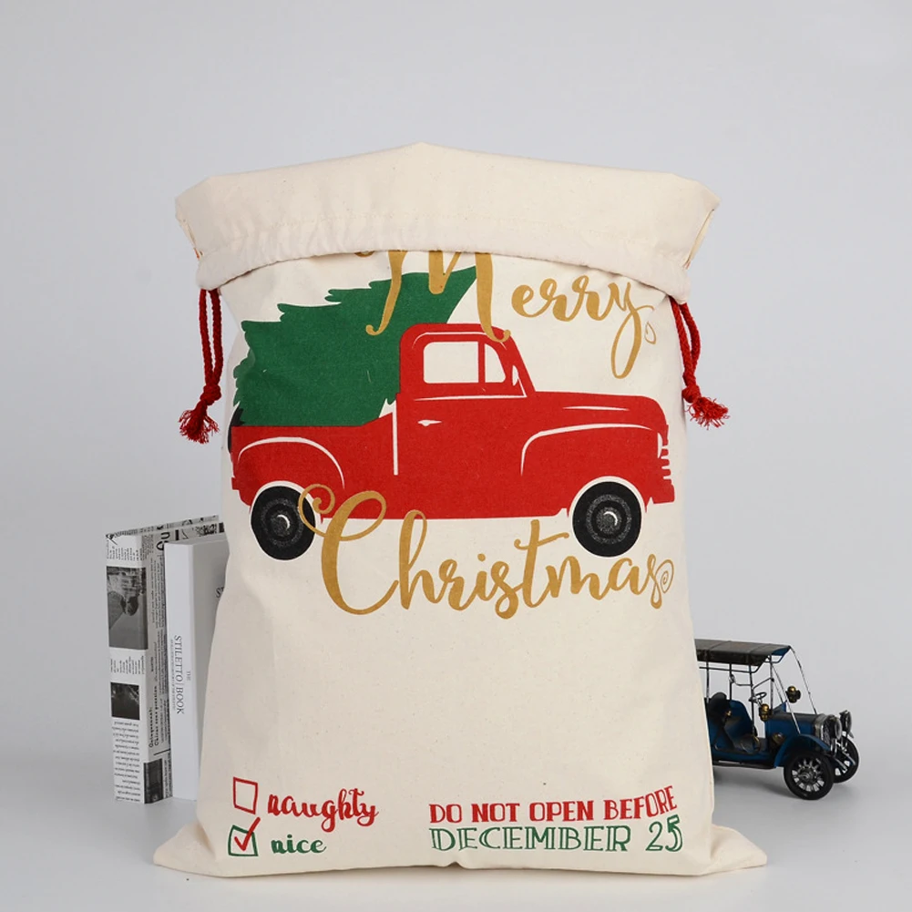 Large Canvas Santa Sack Father Christmas Gift Bags Present Bag Red Xmas Toy Tree Stocking Gift Holders