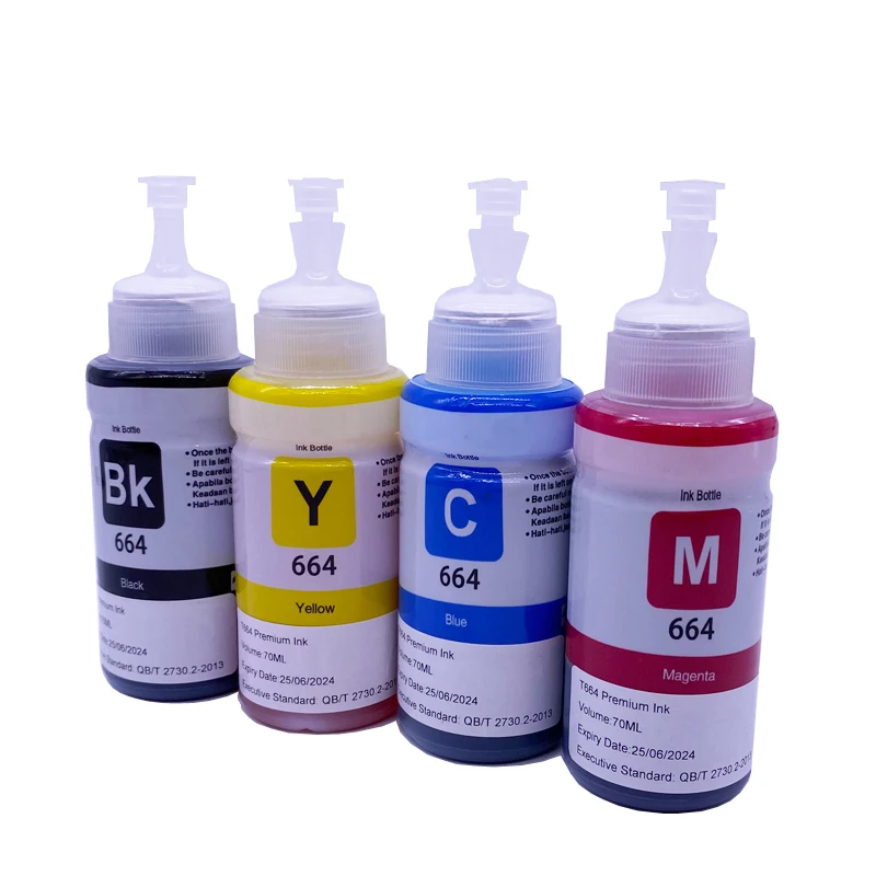 Dye Ink Kit 4 Colors 70ML T664 Refill For Epson L220 L301 L303 L310 L313 L351 L353 L358 L360 L363 L365 L455 L551 L558 L585 L1300