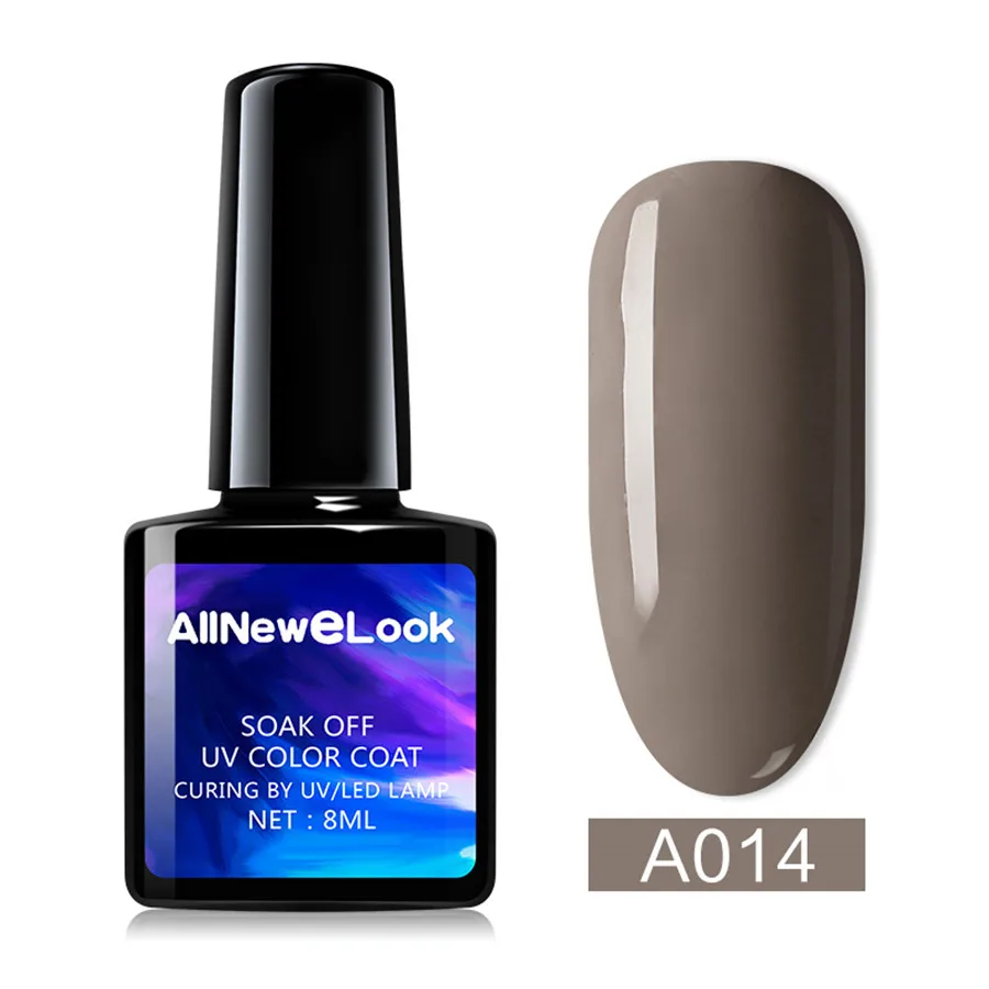 AllNeweLook замачиваемый УФ-гель для ногтей 8 мл серый темный цвет Гель-лак для нейл-арта - Цвет: A014