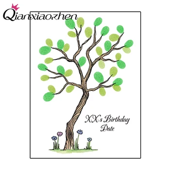 

Qianxiaozhen Personalized Tree Fingerprint Guest Book Wedding Decoration Birthday Party Decorations Kids Adult Decor