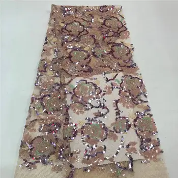 

Unique high-quality African French tulle fabric with sequin embroidery, mesh lace fabric, suitable for Nigerian women to wear-L5