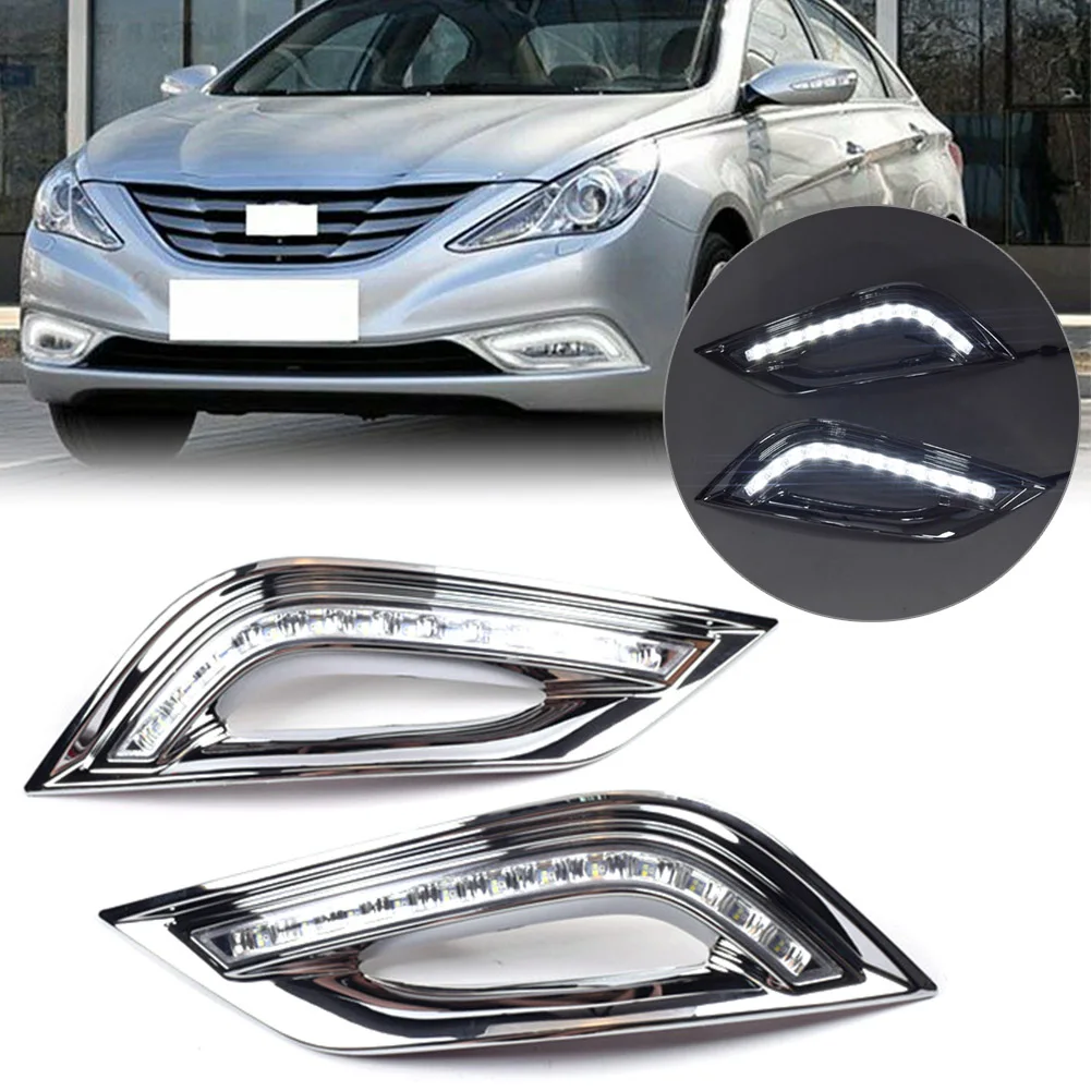 

2x Auto Front Bumper Fog Light Turn Signal Lamps LED DRL Daytime Running Lights For Hyundai Sonata 2011 2012 2013 2014