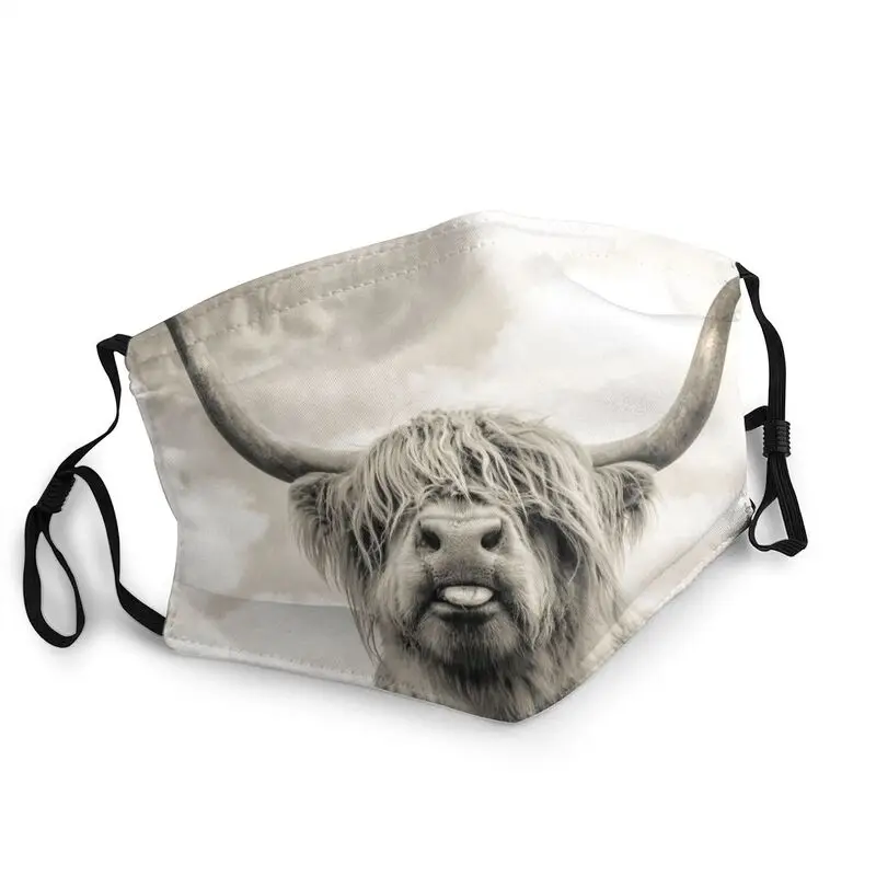 Маска скота Cheeky Highland из коровьей кожи регулируемая маска для лица пылезащитный