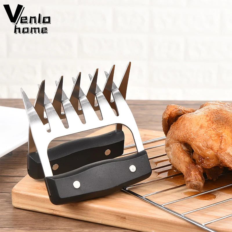 Stainless Steel Forks 2Pcs BBQ Fork Bear Claws Meat Forks Meat Shredder Strong Pulled Pork Puller Manual Fruit Vegetable Slicer Cutter BBQ Accessories