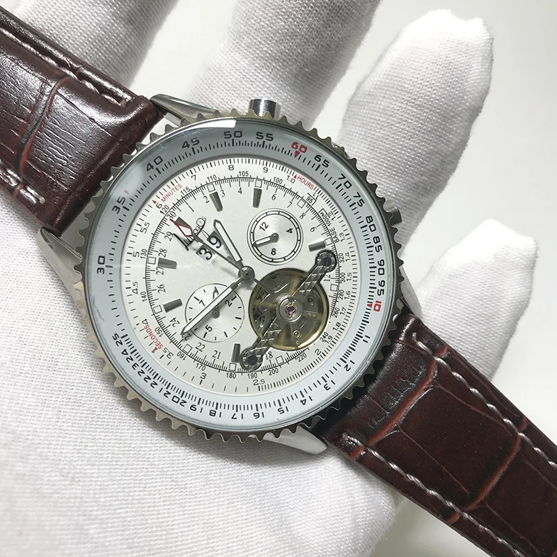 

skelton watch leather strap luxury brand 1884 Automatic self-winding glide smooth watch A quality